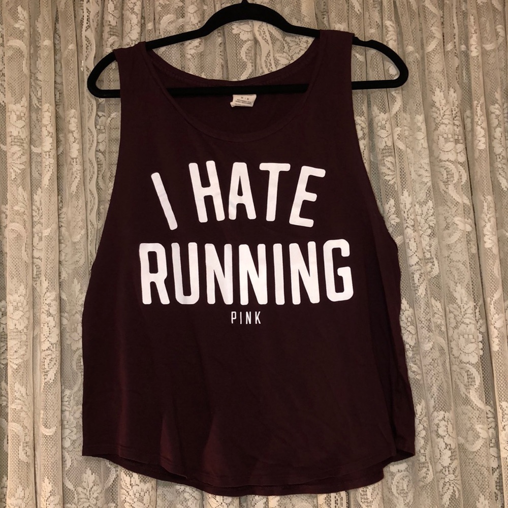 PINK I hate running workout top